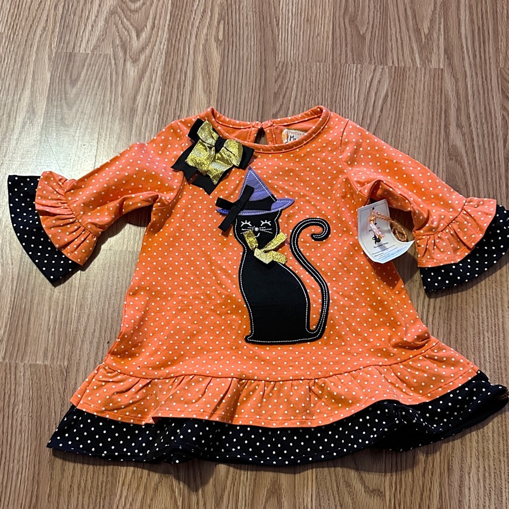 Orange and Black Cat Costume Dress for Kids